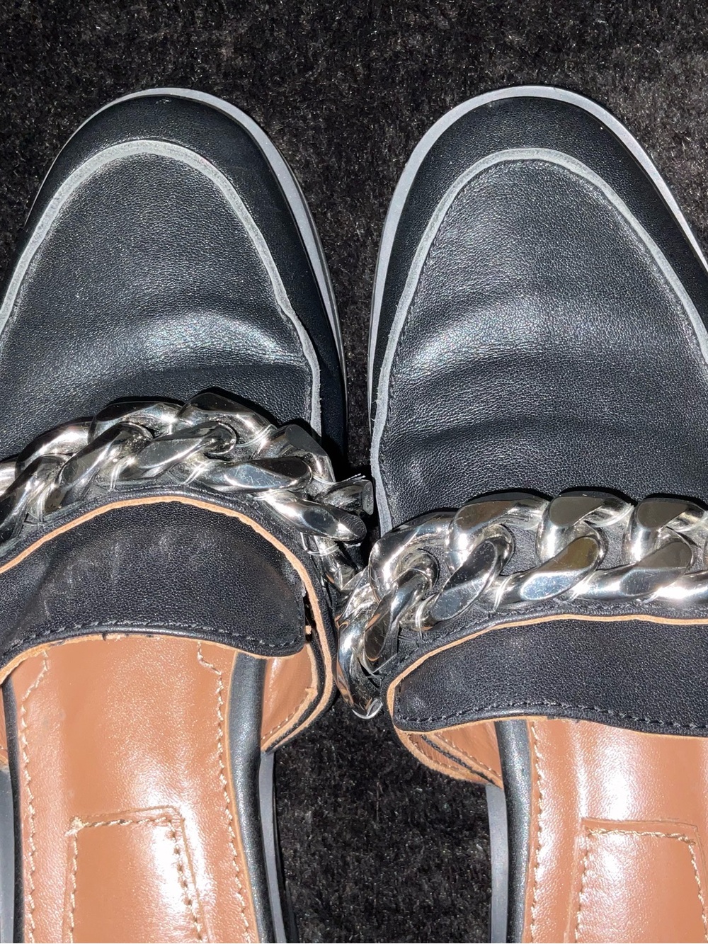 Givenchy Paris (Authentic) Mule Slides with Silver Decorative Chain - Picture 3 of 5